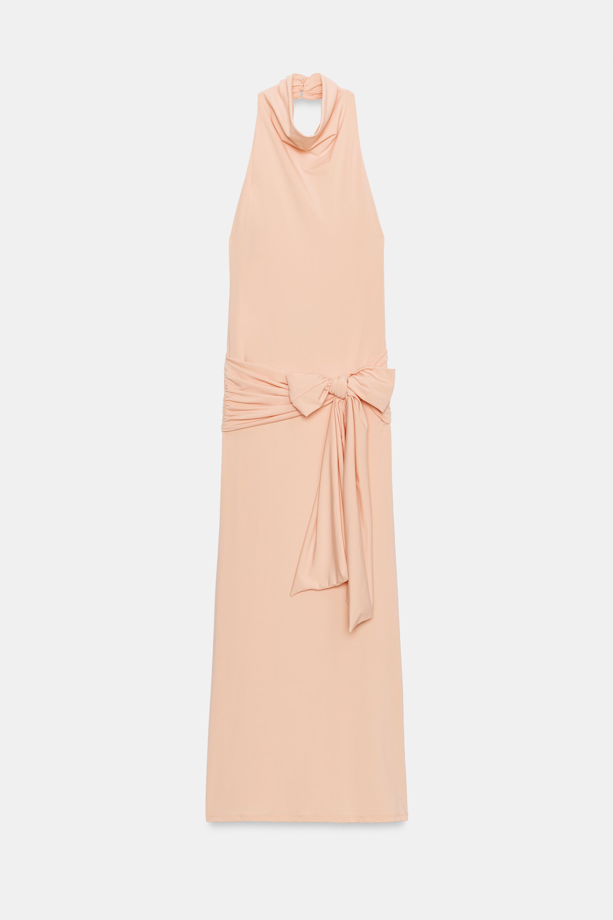 BELTED MIDI HALTER DRESS